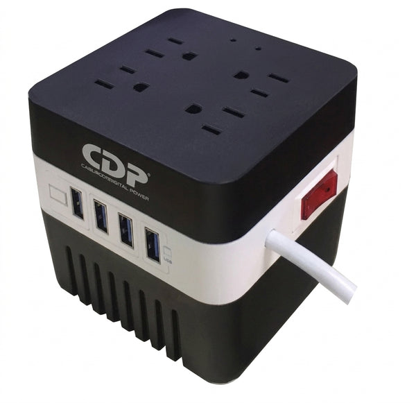 Regulador CDP RU-AVR604, 600 VA, 300 W, 4 contactos, Negro