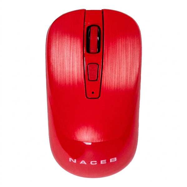Mouse Inalámbrico NACEB NA-0137R, USB 2.4, 1600 DPI, 3 Botones + Rueda, Rojo