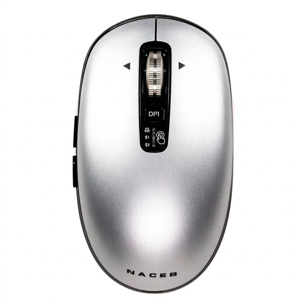 Mouse Inalámbrico Naceb NA-0131G Slim Gris, USB, Bluetooth, 3200DPI