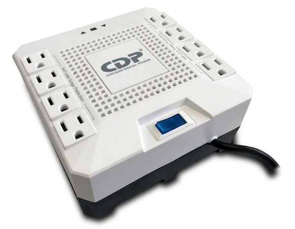 Regulador CDP R-AVR 1808, 1800 VA, 1000 W, 8 contactos, Blanco