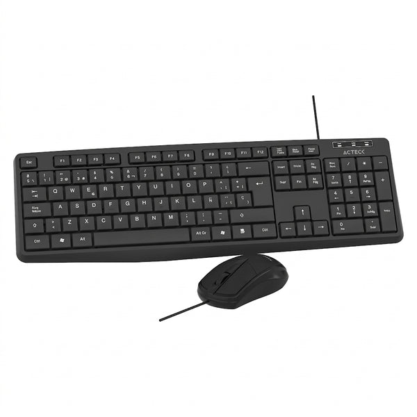 Kit Teclado y Mouse ACTECK AC-928984 Alambrico, Negro
