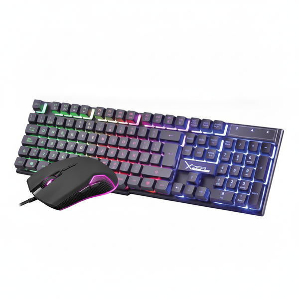 Kit Teclado y Mouse Xzeal XSKTALRW1B Alambrico, Mouse 6 Botones, 3200DPI, Negro, Retroiluminado