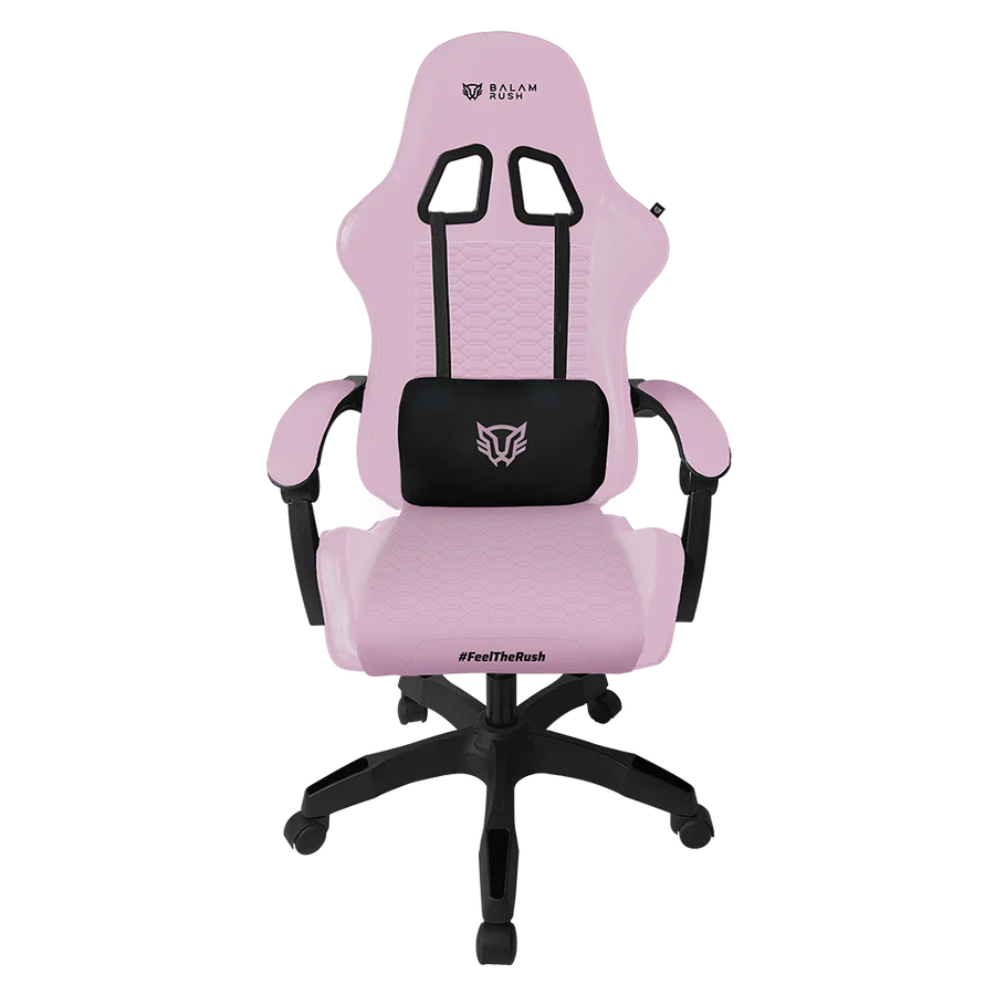 SILLA GAMING BALAM RUSH(BR-944489)POWER RUSH V2,PU+TELA,INC. 120°,HASTA 120KG,REPOSABRAZOS FIJO,NEG-ROSA