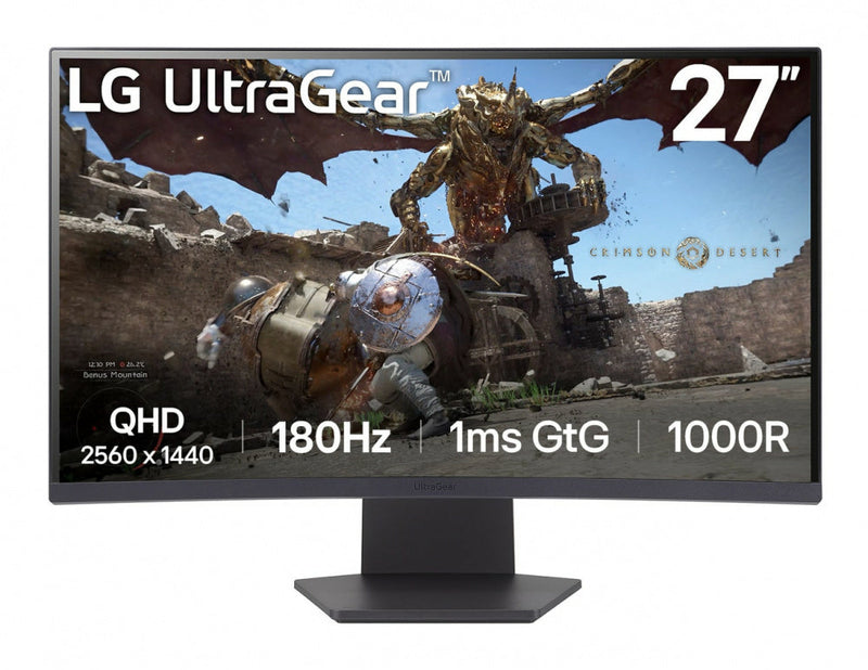 PC Gamer Monitor Pc Lg 27Gs60Qc-B Gaming Ultragear 27 Curvo Qhd, Amd Free Sync, 180Hz, Panel Va, Aspecto 16:9, 2560X1440, Tr 1Ms, 3000:1, Curvatura 1000R, Hdmi, Displayport, Hdr10, Montaje Pared 100X100 Mm. - Invictus PC Mexico