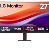 Monitor Pc Lg 27U421A-B Curvo Fhd 27 Pulg,Usb-C,Panel Va,100Hz,Tr 5Ms(Gtg),Resol 1920X1080,Asp 16:9,Brillo 250Cd/M2,Contr 3000:1,1500R,Hdr10,Srgb 99%,Hdmi,Dynamic Action Sync,Vesa 100X100 Mm.