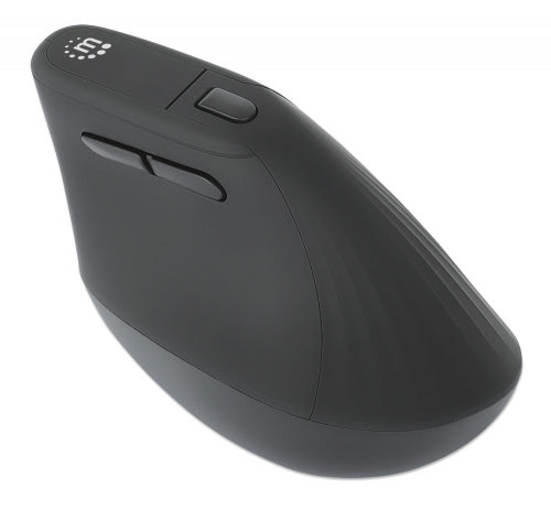 Mouse Ergonómico Manhattan 190336, Inalámbrico, Óptico, 1.600DPI, RF Inalámbrico, Negro