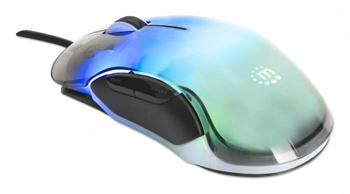Mouse Manhattan Óptico 190381, Inalámbrico, USB-A, 12800 DPI, Transparente