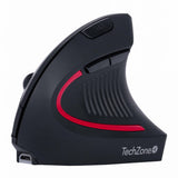 Mouse Ergonómico Techzone Vertical TZMOUINA-06, Inalámbrico, USB, Negro