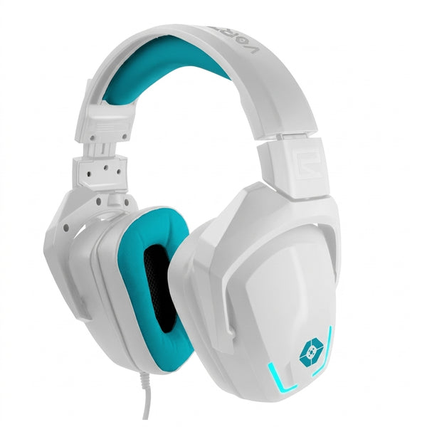 Headset Gamer VORTRED V-930433, USB-C, Blanco/Cian