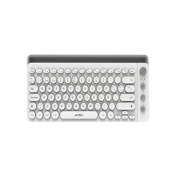 Teclado Acteck AC-934190 Inalambrico RF USB, BT, Blanco